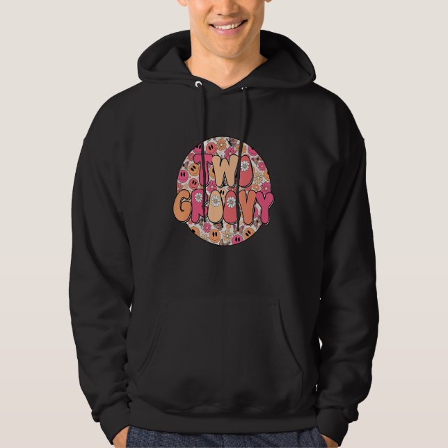 Två Groovy-Födelsedagsfest 2 Åldersdag 2:a Hoodie (Framsida)