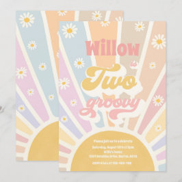 Två Groovy Hippie, andra födelsedagen, solskensDai Inbjudningar