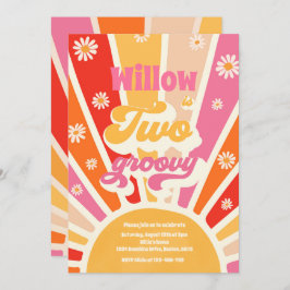 Två Groovy Hippie, andra födelsedagen, solskensDai Inbjudningar