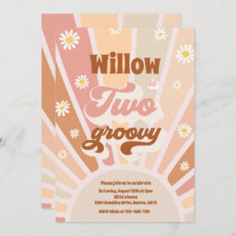 Två Groovy Hippie, andra födelsedagen, solskensDai Inbjudningar
