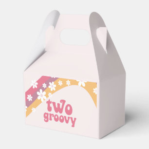 Två Groovy Hippie Daisy boho Rainbow Favor Box Presentaskar