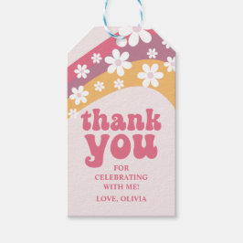 Två Groovy hippie Daisy Boho Rainbow Favor Presentetikett