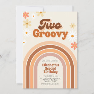 Två Groovy-inbjudan på andra födelsedag Inbjudningar