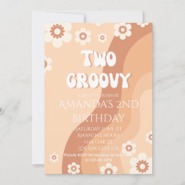 Två Groovy Party Retro 2:a födelsedag Neutralt Inbjudningar
