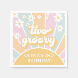 Två Groovy pastel Retro Sunshine daisy boho Pappersservett
