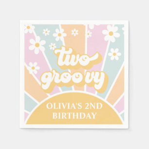 Två Groovy pastel Retro Sunshine daisy boho Pappersservett