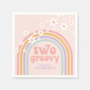 två Groovy Pastel Rinbow 2ND-födelsedag Pappersservett