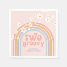 två Groovy Pastell regnbåge 2-års födelsedag Pappersservett