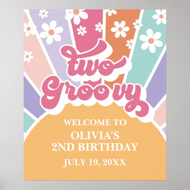 Två Groovy Rainbow Sunshine daisy Foam Board Poster (Framsidan)