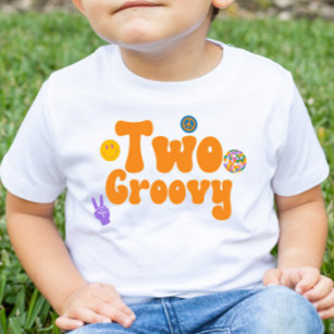 Två Groovy Retro 70:s andra Orange på födelsedagen T Shirt