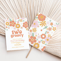 Två Groovy Retro-Blommigtens första födelsedagsinb