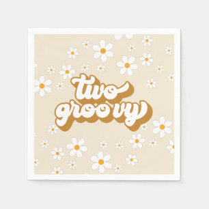Två Groovy Retro Daisy 2: a födelsedagslöjor Pappersservett