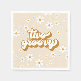 Två Groovy Retro Daisy 2-års födelsedags servetter