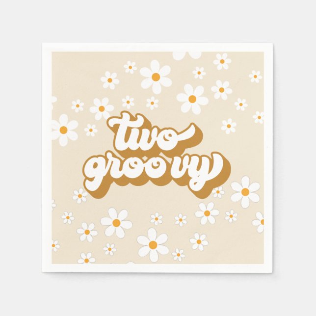 Två Groovy Retro Daisy 2-års födelsedags servetter (Framsidan)