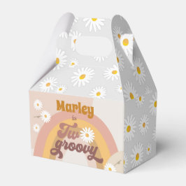 Två Groovy Retro Hippie Daisy Girl Birthday Favor Presentaskar
