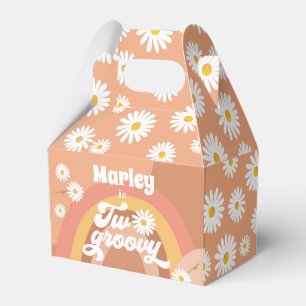 Två Groovy Retro Hippie Daisy Girl Birthday Presentaskar
