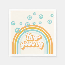 TVÅ Groovy Retro Pojke 2-årsdag Pappersservett