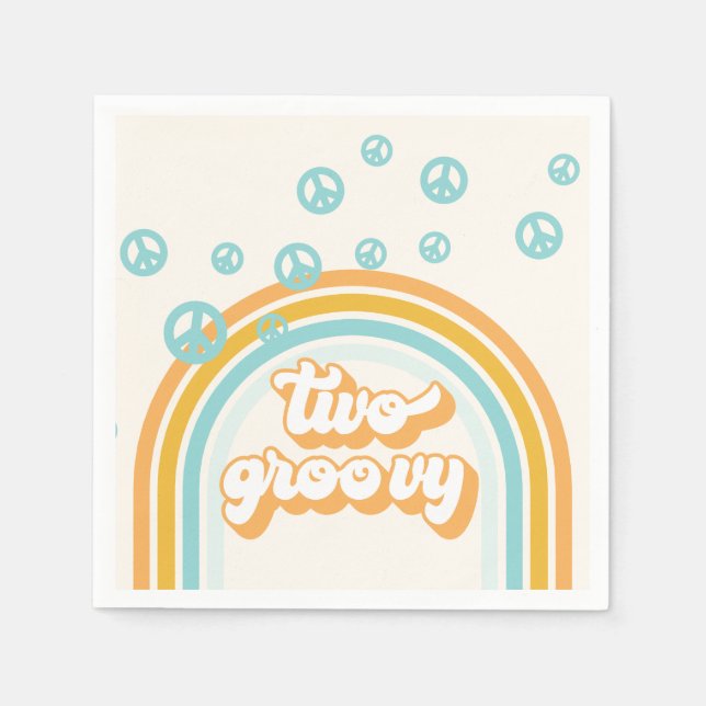 TVÅ Groovy Retro Pojke 2-årsdag Pappersservett (Framsidan)