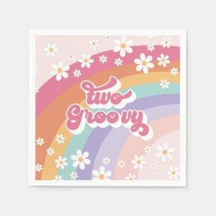 Två Groovy Retro Rainbow 2:a födelsedagen Pappersservett