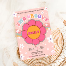Två Groovy Retro Rainbow 2:a födelsedagen Party