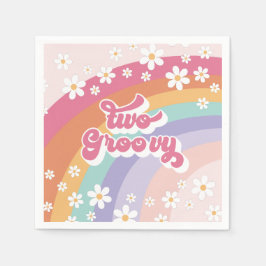 Två Groovy Retro Rainbow 2-årsdag Pappersservett