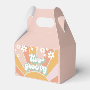 Två groovy retro solsken tusenskönor boho tack presentaskar