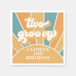 Två Groovy Retro Sunshine Boy 2:a födelsedagen Pappersservett