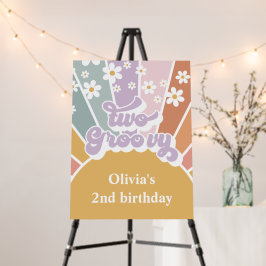 Två Groovy Retro Sunshine Rainbow Daisy Foam Board