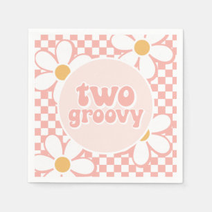 Två groovy rosa tusenskönscheck pappersservett
