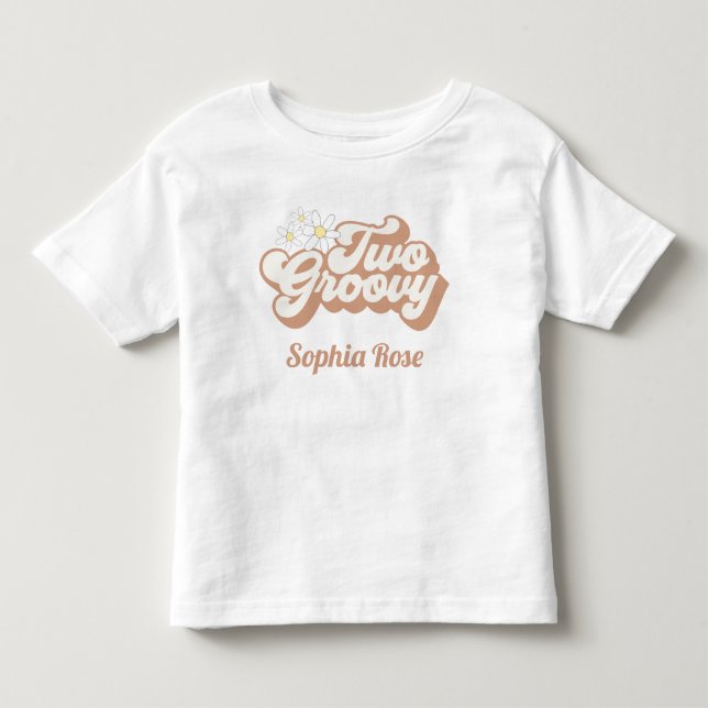 Två Groovy tjej retro 70-tal födelsedags tjej t-sh T Shirt (Framsida)