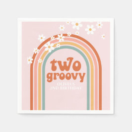 Två groovy tusenskönor boho blommig regnbåge 2-års pappersservett
