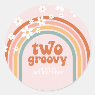 Två groovy tusenskönor boho blommig regnbåge 2-års runt klistermärke