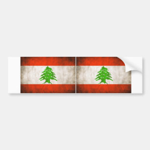 TVÅ Grungy Libanon flagga Bildekal