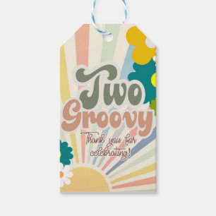 TVÅ GRUVER, 2:A BIRTHDAY, SUNSHINE, RAINBOW PAPPER PRESENTETIKETT