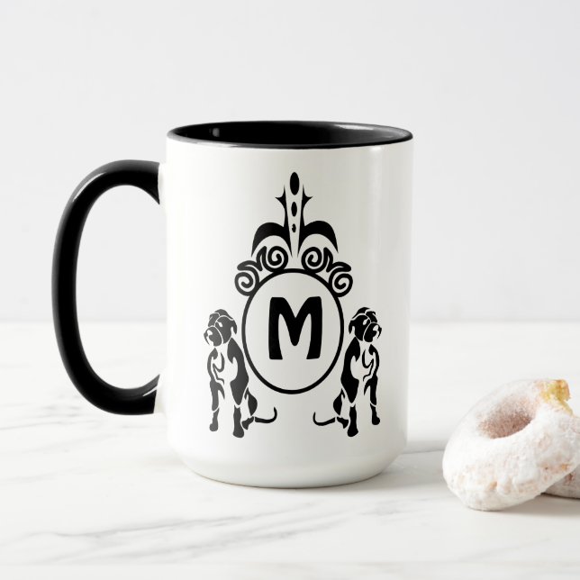 Två Guard Hund Monogram Mugg (Med munk)