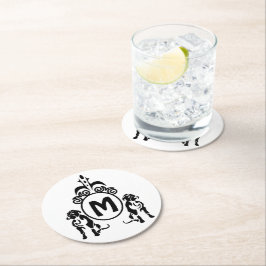 Två Guard Hund Monogram Underlägg Papper Rund