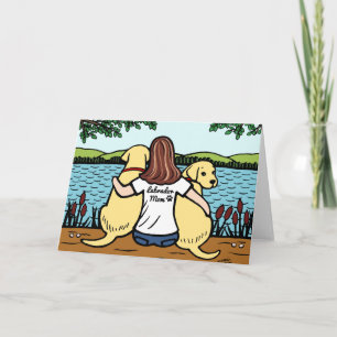Två gula Labradors och mamma Long Kort