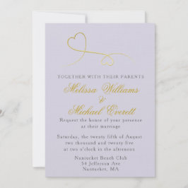 Två Guld Hearts | Inbjudan till Lavender-bröllop