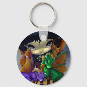 "Två gulliga Dragonlings" Keychain Nyckelring
