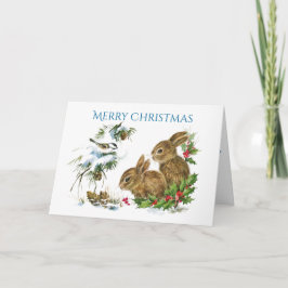Två gulliga kaningod jul helgkort