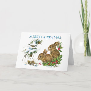 Två gulliga kaningod jul helgkort