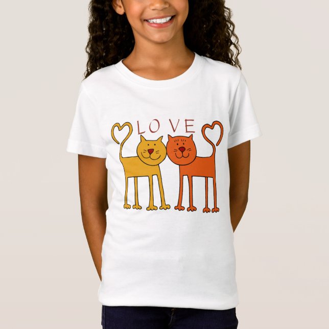 Två gulliga katter med hjärtaT-tröja Tee Shirt (Framsida)