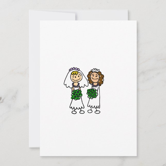 Två gulliga lite brudar inbjudningar (Framsida)