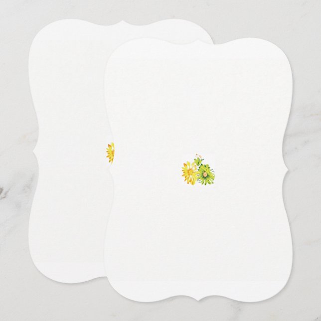 två gult och grönt blommor på vit bakgrund (Fram/baksida)