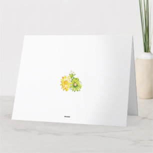 Två gult- och grönt-blommor på vit bakgrund tack kort