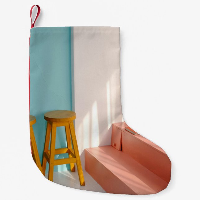 Två gulter av pub-avlagringar av trä liten julstrumpa (Framsidan)