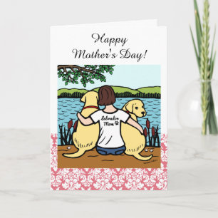 Två Gulter Labradors och Mamma Kort