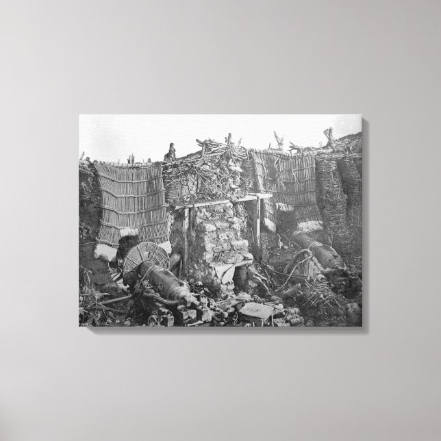 Två Gun-batteri under Crimean Krig, c.1855 Canvastryck (Framsida)