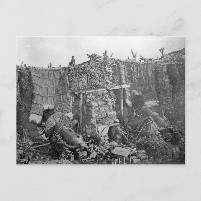 Två Gun-batteri under Crimean Krig, c.1855 Vykort (Framsida)