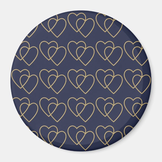 Två gyllene kärlekshjärtansmönster magnet (Framsidan)